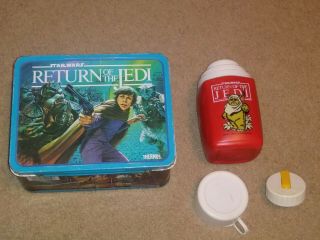 Vintage 1983 Return Of The Jedi Star Wars Metal Lunch Box With Thermos