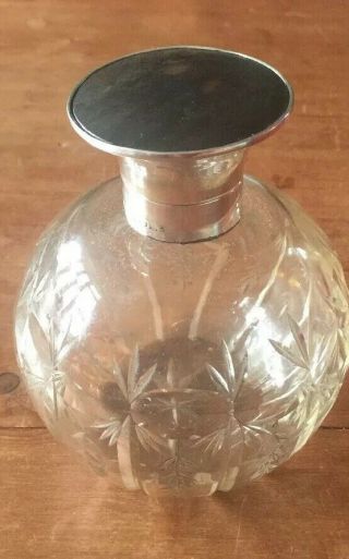 Stunning Silver Faux Tortoise Shell Hinged Top Perfume Bottle B’ham 1923.  A901.