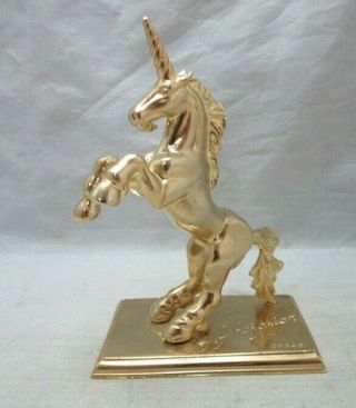 London Pewter Vintage Gold Plated Unicorn Figurine.  H.  Ghazarian