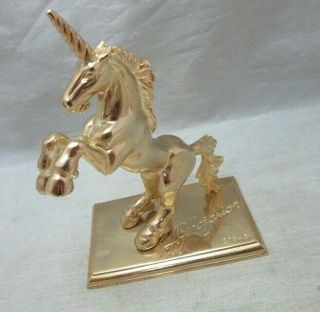 London Pewter vintage gold plated Unicorn figurine.  H.  Ghazarian 2