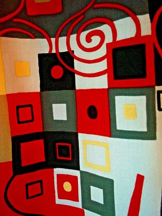 Abstract Vintage Mid Century Modern Cotton Fabric Curtains Drapes Panels Pair