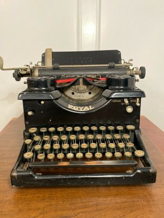 Antique 1919 ROYAL No 10 Black Typewriter Quadruple Beveled Glass Sides 2