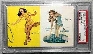 1952 Exhibit Slick Chick Twins Pin - Up Psa 5 Ex Hooping It Up Room For Two Break