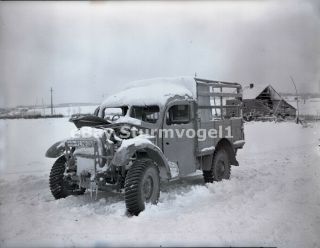 Wwii Photo Negative Captured German Wehrmacht Truck Winter 1944