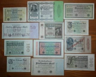 Set Of German Early Bank Notes,  The Economic Depression Era After 1918