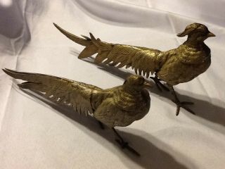 Vintage Pair Silver Plated Pheasants Male Female 60 