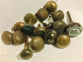 15 Vintage Antique Brass Iron Metal Door Knobs Hardware 4 With Spindles