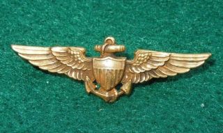 Wwii Us Naval Aviator Pilot Hat Cap Sized 1 1/2 " Wings H&h Imperial Pb