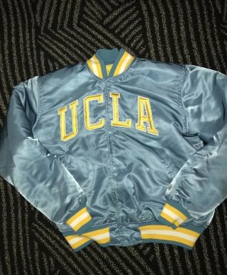 Vintage 80 ' s Starter UCLA Satin Jacket Medium Blue Gold Bruins Collegiate VTG 3