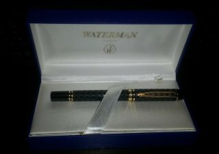 Waterman Paris Fountain Pen (829917) 18k 750 Gold Nib Box & Papers