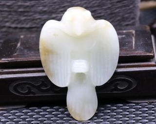Collectible Chinese Vintage Hongshan Old Jade Swallow Totem Carving
