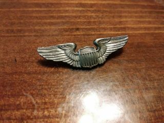 2 " Us Army Air Corps Sterling Silver Wings Pilot Air Force Aviation Pin