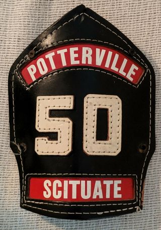 Vintage Cairns & Bro Leather Fire Helmet Front Shield Potterville Fd Scituate Ri