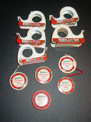 10 Vintage Metal Scotch Tape Dispensers With Christmas Tape