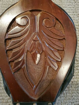 CARVED WOOD FIREPLACE BELLOWS BLOWER PUFFER 2