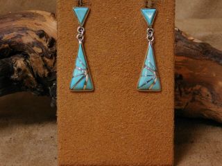 Vintage Sterling Silver Turquoise Inlay Post Earrings