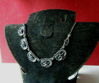 Antique Russian 84 Silver Necklace With Garnet 19th Century Faberge Design