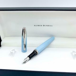 Alfred Dunhill Light Blue Lacquer Chrome 18k 750 Nib Fountain Pen 4.  5 "