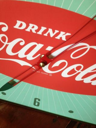 Vintage Coke Fishtail Sign Pam Clock Masonite Face,  No Run No Glass Face