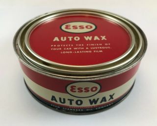 Vintage Esso Auto Car Wax Tin Standard Oil Co,  Contents Inside,  Untouched