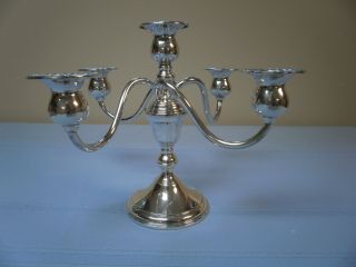 PREISNER STERLING WEIGHTED 724 5 LIGHT SILVER CANDELABRA POLISHED,  READY TO USE 3