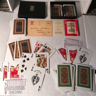 Vintage 2 Deck Kem Arabesque Playing Cards In Case With Postcard Answers Book