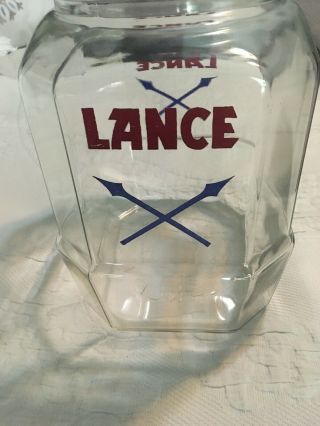 Vintage Large 10 1/2 " Glass Lance Store Display Jar No Lid