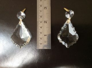 2 Vintage ‘leaf - Shaped’ Facet Cut Crystal Prisms For Chandelier.