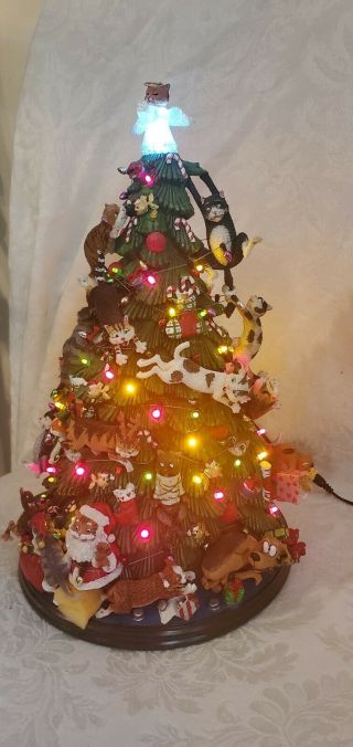 Rare Danbury Comical Cats Christmas Tree 14 " Lights Up - Gary Patterson