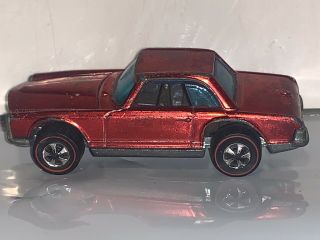 1969 Hot Wheels Redline Metallic Red Mercedes Benz 280sl W/brown Interior