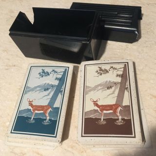 2 Vintage Decks Kem Deer Fawn Playing Cards W/ Bakelite Case