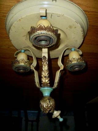 Antique Art Deco 3 Light Ceiling Fixture Lamp Parts Repa