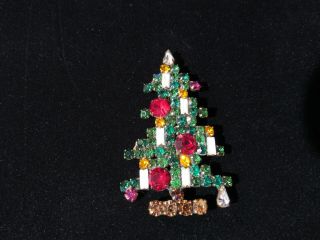Vintage Weiss 6 Candle Christmas Tree Pin 2 3/4 