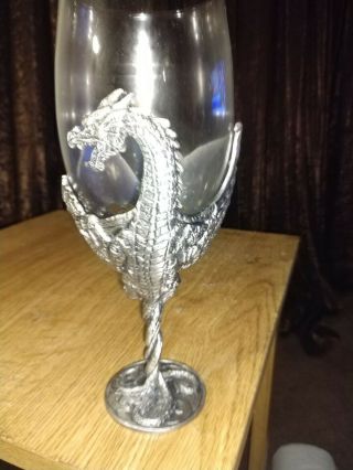 Myths Legends Pewter Gothic Collectible Wine Glass Goblet Veronese Dragon Castle