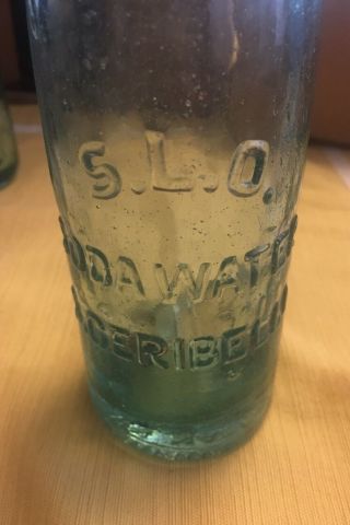 Scarce S.  L.  O.  Soda Water S.  Ceribelli NY Gravitating Glass Stopper Hutch Bottle 3