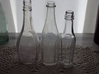 C1900 And Up - - 3 Antique Vtg Hj Heinz Ketchup Clear Long Neck Glass Bottles