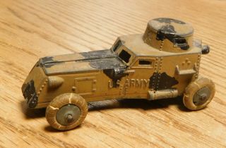 Vintage Pre - War Tootsietoy Us Army Armored Car,  With White Wheels.