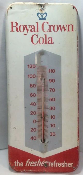 Vintage Royal Crown Cola Rc Cola Thermometer Metal Sign 1950’s 6” X 13.  5”