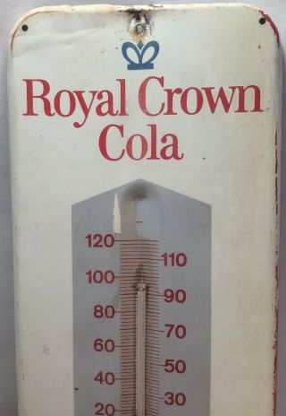 VINTAGE ROYAL CROWN COLA RC COLA Thermometer Metal Sign 1950’s 6” X 13.  5” 2