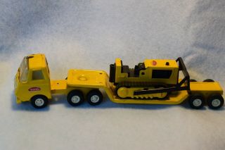 Vintage Tonka Toy Truck Hauler With Bulldozer Yellow