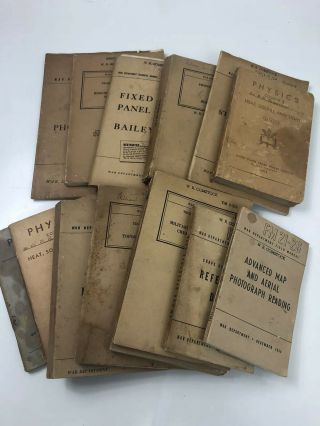 Vintage Usa War Department Technical Manuals Set Of 15 Books 1944 Armed Forces