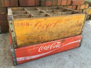 Vintage Wooden Soda Crates Coca Cola Wood Box Coke 1955 Large Family Size Crate