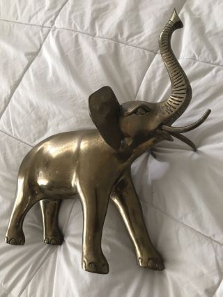 Vintage Large Solid Brass Elephant Statue - Figure Heavy Figurine Decor