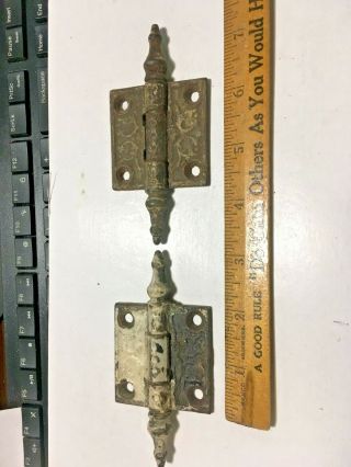Antique Victorian Steeple Tip Ornate Cast Iron Door Hinge 2 " X 2 "