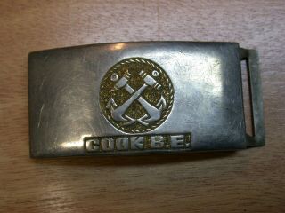 Us Navy Double Anchor Belt Buckle Marked Cook,  B.  E.  For 1.  25 In.  Belt.