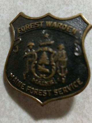 Vintage Obsolete Forest Warden Forest Service Min Badge - Maine State