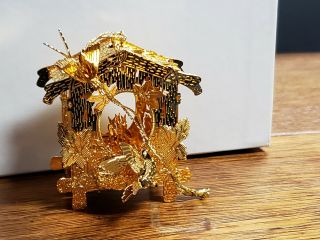 Danbury Gold Plated Christmas 3d Ornament 2001 Birdhouse
