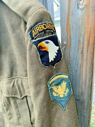 Vintage 1940 ' s WW2 US Army Airborne Wool Ike Field Jacket W/ Patches 38 R 3