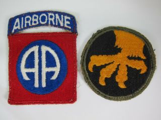 Wwii 82nd & 17th Airborne Patches Uniform Removed
