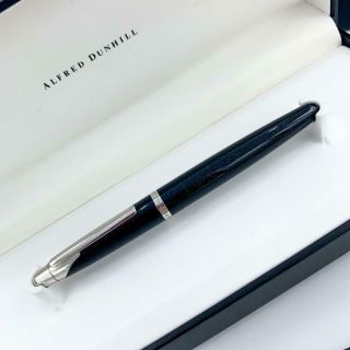 Alfred Dunhill Midnight Blue Lacquer Chrome Finish 18k 750 Nib Fountain Pen 4.  5 "